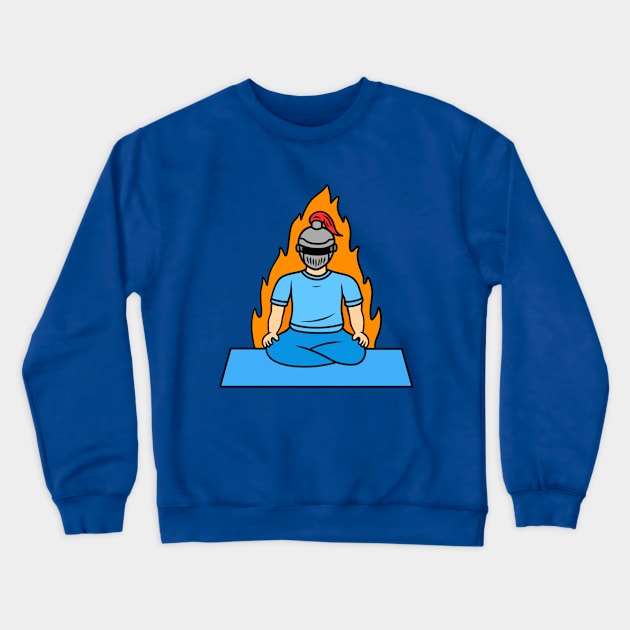 Cute cartoon knight doing yoga easy pose Crewneck Sweatshirt by Andrew Hau